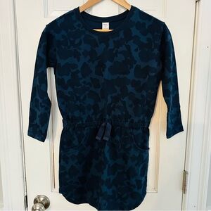 Tea Collection Navy Blue Camo Cotton Long Sleeve Mini Dress